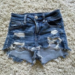 AMERICAN EAGLE Blue Hand Cut Jean Shorts